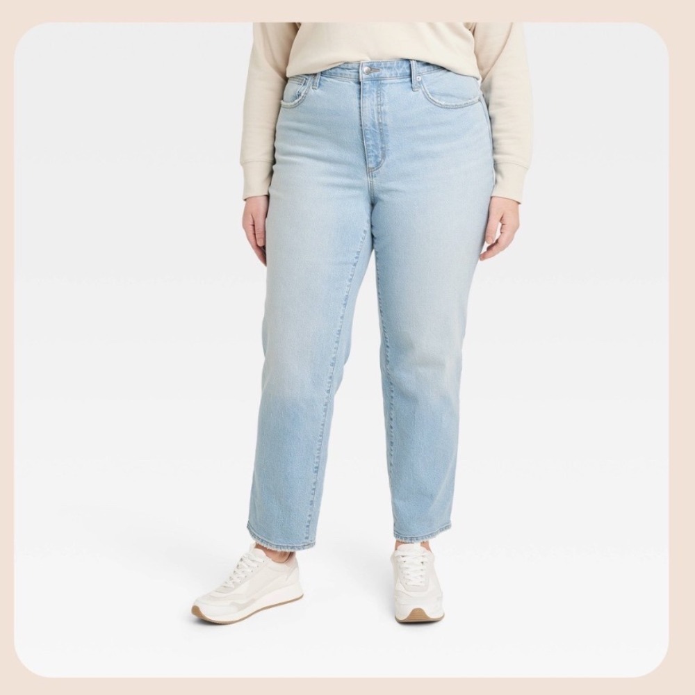 Universal Thread High Rise 90s Straight Jeans Light Wash 17R NWT Raw Hem